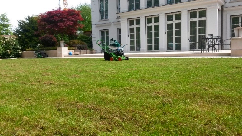 Traktor bei der Grünpflege als Symbolbild für Grundstückspflege